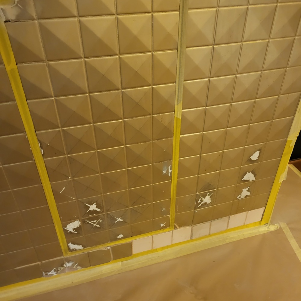 Before: Tile Wall Repair Yellow